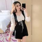 Long-sleeve Ruched Mini A-line Dress