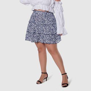 Plus Size Floral Print A-line Skirt