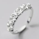 Rhinestone Sterling Silver Open Ring Silver - One Size