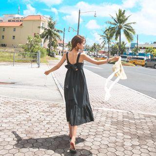 Sleeveless Tie-back Long Empire Sundress