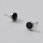 Disc Sterling Silver Earring 1 Pair - Silver & Black - One Size