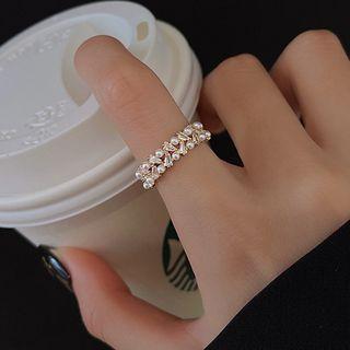 Faux Pearl Open Ring J371 - Gold - One Size
