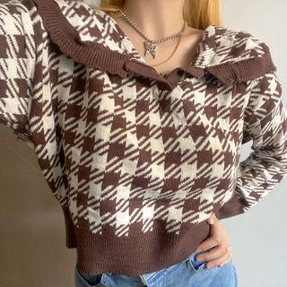 Collared Houndstooth Sweater