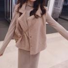 Mock Neck Long-sleeve Top / Button Vest