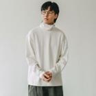 Long-sleeve Turtleneck Lettering Loose-fit Top