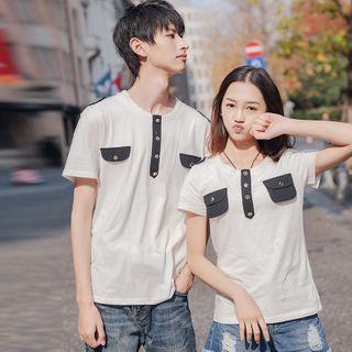 Couple Matching Set: Short-sleeve Buttoned T-shirt