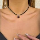 Bead Acrylic Pendant Alloy Necklace 4504 - Black - One Size