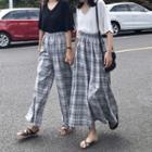 Check Elastic-waist Skirt / Wide-leg Pants