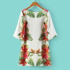 Floral Print Elbow-sleeve Dress