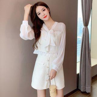 Set: Ribbon Blouse + Mini A-line Skirt