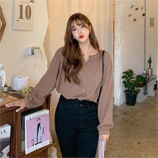 Button-down Peasant Blouse
