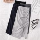 Plain Drawstring Midi Knit Skirt