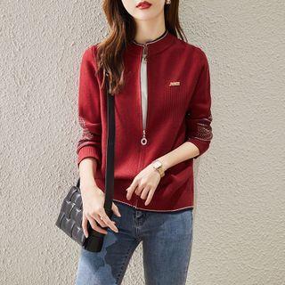 Printed Zip-up Cardigan