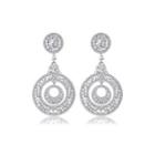 Simple Vintage Geometric Round Earrings With Cubic Zirconia Silver - One Size