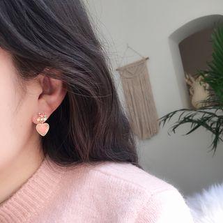 Heart Rhinestone Faux Pearl Earring