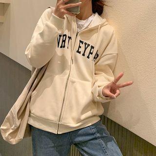 Long-sleeve Lettering Zip Hooded Jacket