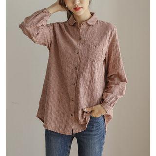 Pocket-front Cotton Checked Shirt
