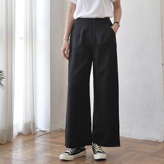 Zip-fly Wide-leg Pants Black - One Size