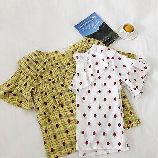 Short-sleeve Strawberry Pattern Top