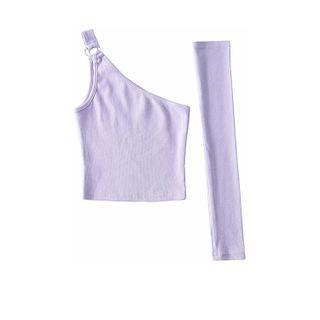 Set: One-shoulder Tank Top + Arm Sleeve