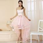 Set: Lace Spaghetti Strap Dress + High-low Mesh Skirt