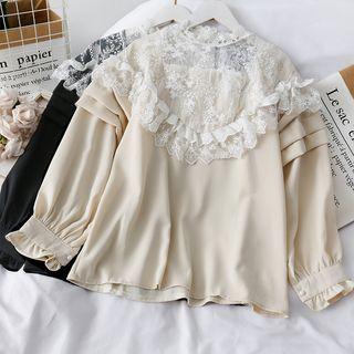 Mesh-panel Loose-fit Chiffon Blouse