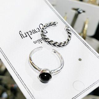 Set Of 2: Retro Alloy Ring (assorted Designs) Set Of 2 - As Shown In Figure - One Size