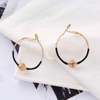 Hoop Earring 1 Pair - Black & Gold - One Size