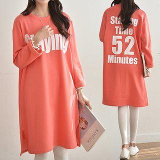 Round-neck Letter Print Long T-shirt