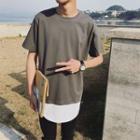 Mock Two Piece Color Panel Short Sleeve T-shirt