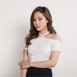 Halter-neck Cutout-shoulder Top