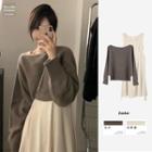 Plain Sweater / Sleeveless Midi A-line Dress
