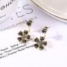 Rhinestone Floral Drop Earring 1 Pair - Gold - One Size
