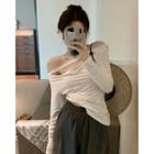 Long-sleeve Off-shoulder Cutout T-shirt