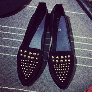 Faux-leather Studded Flats
