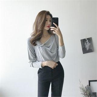 Cowl-neck Long-sleeve Top