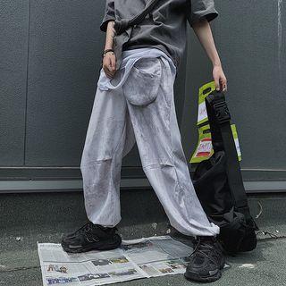Gather-cuff Front Pocket Straight-cut Pants