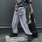 Gather-cuff Front Pocket Straight-cut Pants