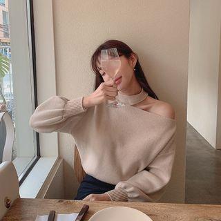 Cold-shoulder Rib Sweater