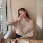 Cold-shoulder Rib Sweater