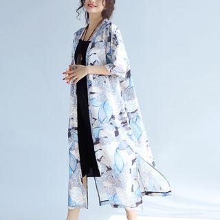 Elbow-sleeve Printed Light Long Jacket