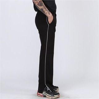 Slit-side Piped Wide-leg Sweatpants