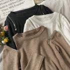 Zipper-shoulder Slim-fit Sweater In 5 Colors