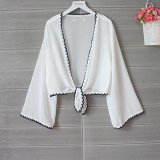 Tie Waist Light Jacket White - One Size