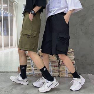 Couple Matching Drawstring Waist Side Pocket Cargo Shorts