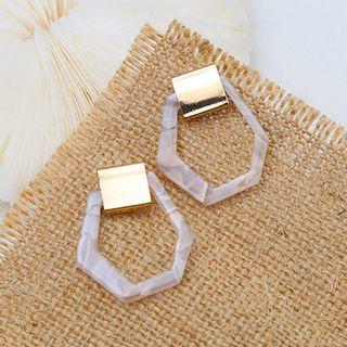 Geometric Acrylic Dangle Earring 1 Pair - 0111 - Cutout Hexagon - White - One Size