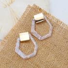 Geometric Acrylic Dangle Earring 1 Pair - 0111 - Cutout Hexagon - White - One Size