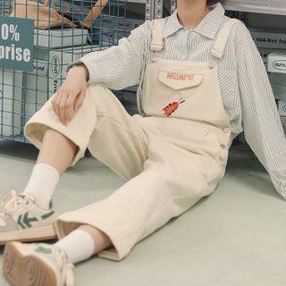 Letter Embroidered Cropped Jumper Pants