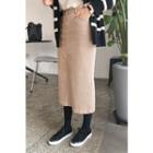 Zipped Cotton Midi Skirt