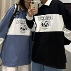 Two-tone Panda Print Pullover